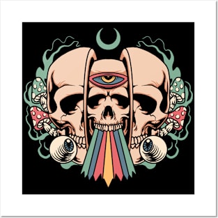 trippy skulls Posters and Art